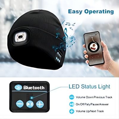 전면램프, 남녀 구별이 없는 USB 재충전이 가능한 핸즈프리 전조등  여성 남성들 선물과 LED 블루투스 비니는 아버지 그를 위해 절약합니다